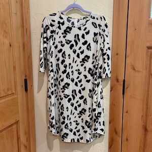 Tickled Teal Leopard Print Dress Size Large